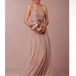 Jenny Yoo Pink A-line Long Maxi Lace Tulle Gown Convertible Bridesmaid Dress